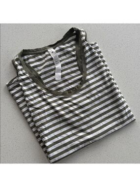Lululemon Athletica Olive and White Striped Tank Top